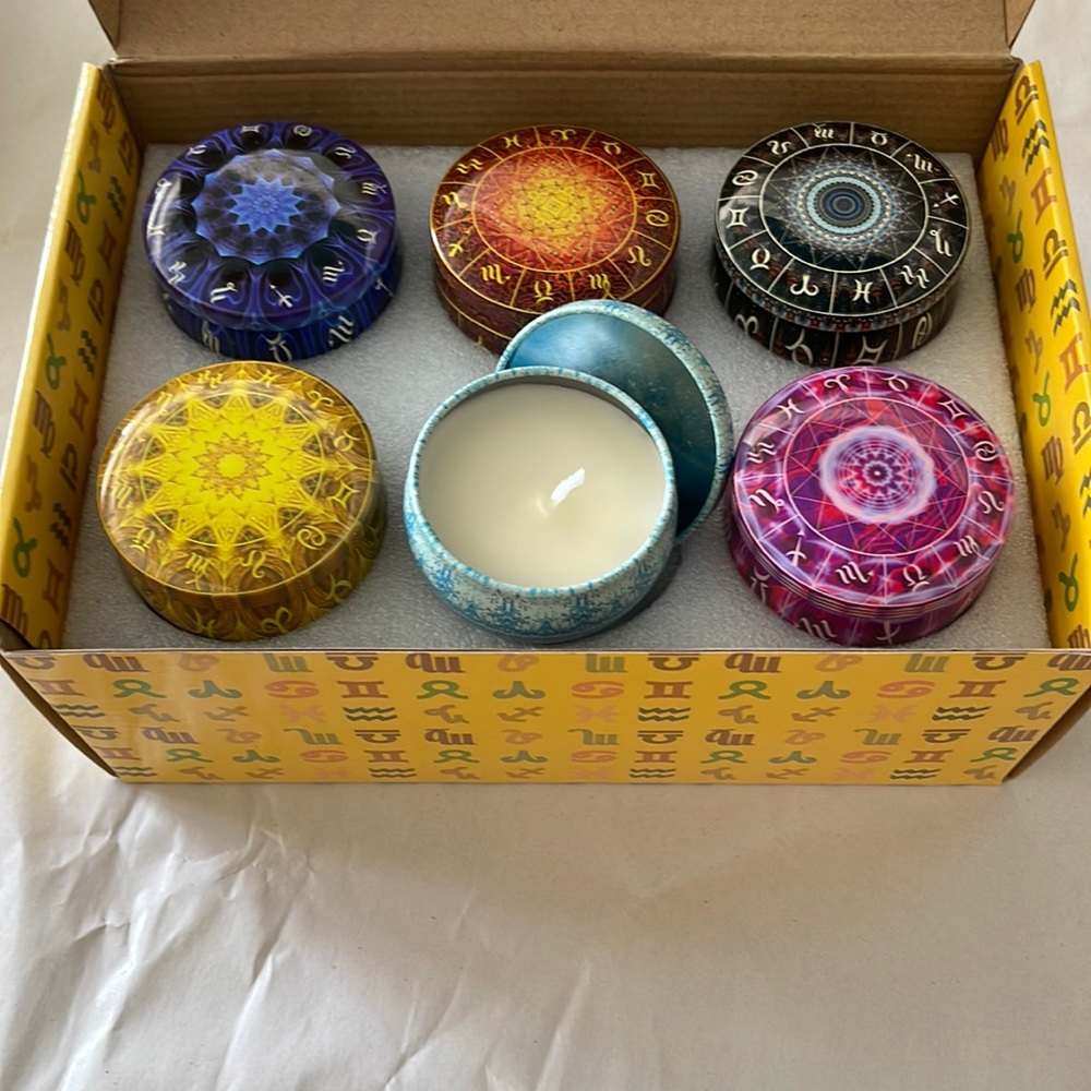 Candles 12 constellation scented yoga home decoration NWT 2.5 oz scents in photo